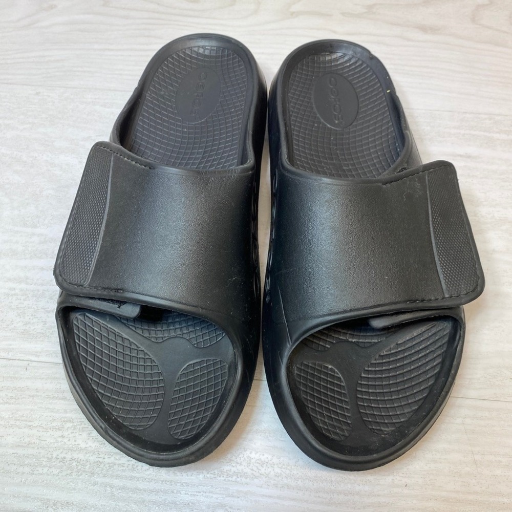 Oofos Unisex M10 W12 Slide Sandals Sport Adjustable Black Foam Recovery OOahh